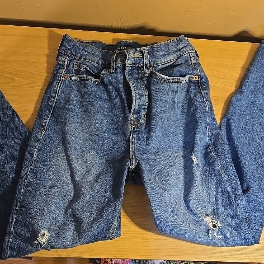 Old Navy Blue Extra High Rise Straight Jeans Classic Denim 0 - Picture 1 of 5